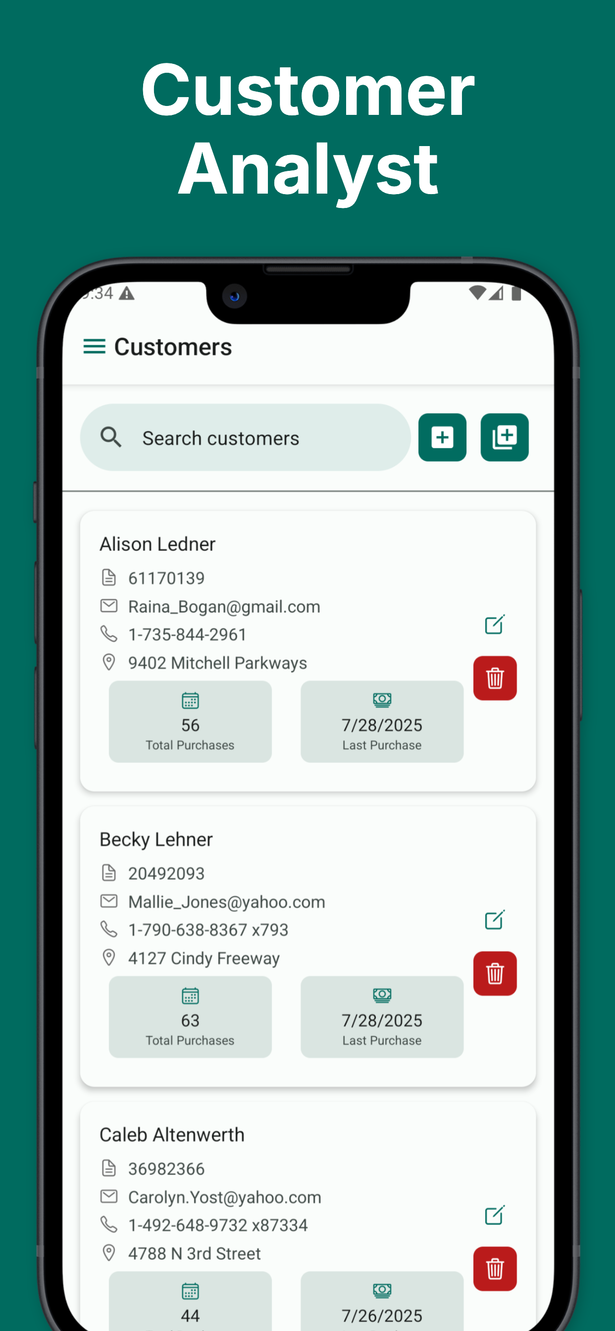 Sales Tracker Screen